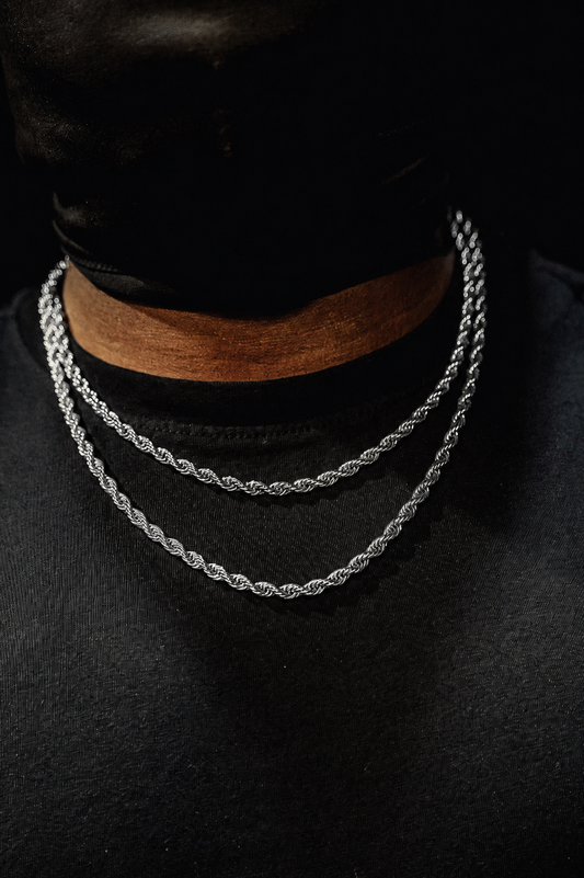 2 FOR 1 - HOOD SILVER ROPE CHAIN.